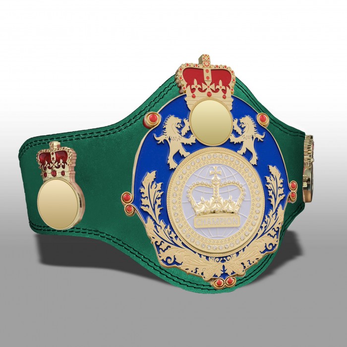 QUEENSBURY PLT LEATHER WHITE CHAMPION CROWN CHAMPIONSHIP BELT- PLTQUEEN/BLUE/G/WHTGEM - AVAILABLE IN 4 COLOURS